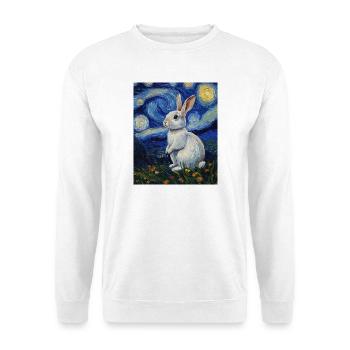 Lapin Lapin Lapin Van Gogh Style Nuit étoilée - Sweat-shirt Unisexe - blanc - Devant