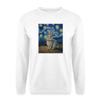 Lapin Lapin Lapin Van Gogh Style Nuit étoilée - Sweat-shirt Unisexe - blanc - Devant