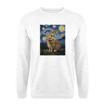 Lapin Lapin Lapin Van Gogh Style Nuit étoilée - Sweat-shirt Unisexe - blanc - Devant