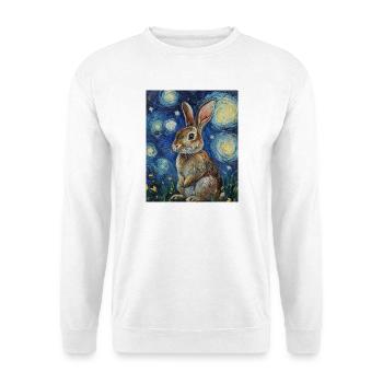 Lapin Lapin Lapin Van Gogh Style Nuit étoilée - Sweat-shirt Unisexe - blanc - Devant