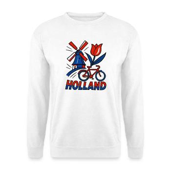 Holland windmill tulip bicycle - Unisex Sweatshirt - white - Front