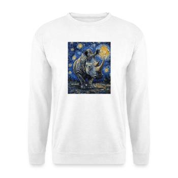 Nashorn Rhino Van Gogh Style Starry Night - Unisex Sweatshirt - white - Front