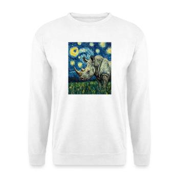 Nashorn Rhino Van Gogh Style Starry Night - Unisex Sweatshirt - white - Front
