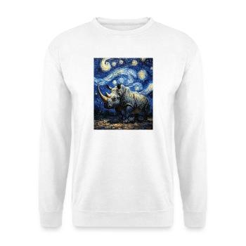Nashorn Rhino Van Gogh Style Starry Night - Unisex Sweatshirt - white - Front