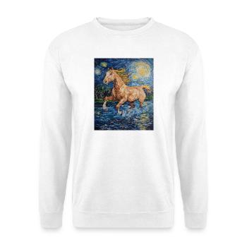 Cheval Chevaux Cavalier Style Van Gogh Nuit étoilée - Sweat-shirt Unisexe - blanc - Devant
