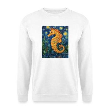 Hippocampe Style Van Gogh Nuit étoilée - Sweat-shirt Unisexe - blanc - Devant