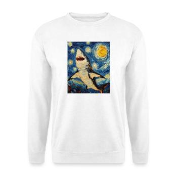 Shark Fish Van Gogh Style Starry Night - Unisex Sweatshirt - white - Front