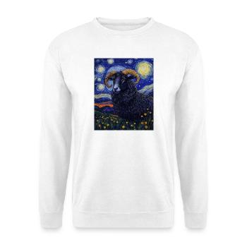 Mouton chèvre style Van Gogh nuit étoilée - Sweat-shirt Unisexe - blanc - Devant