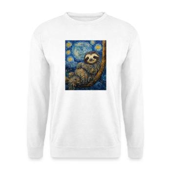 paresseux Van Gogh style nuit étoilée - Sweat-shirt Unisexe - blanc - Devant