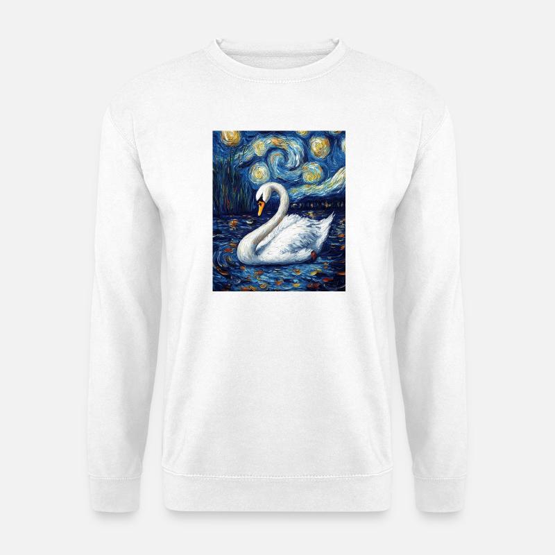 Schwan Vogel Van Gogh Style - Unisex Pullover - Weiß