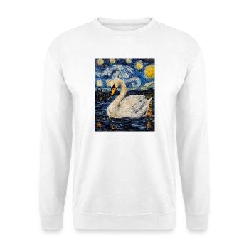 Cygne Oiseau Style Van Gogh - Sweat-shirt Unisexe - blanc - Devant