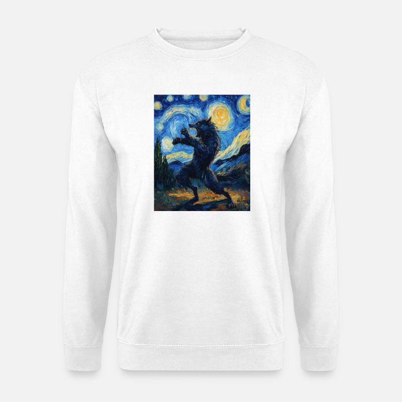 Werwolf Wolf Van Gogh Style - Unisex Pullover - Weiß