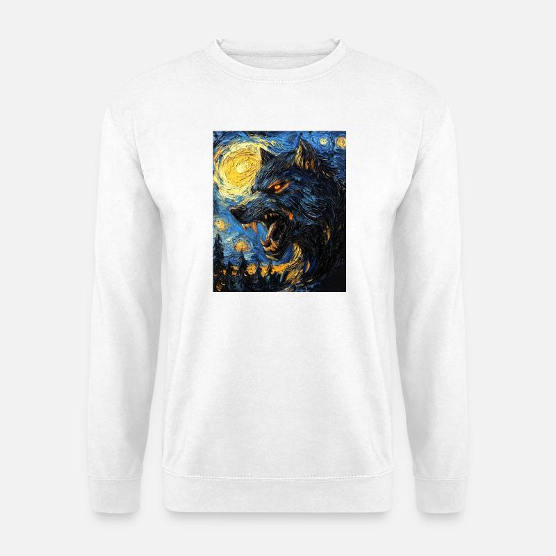Werwolf Wolf Van Gogh Style - Unisex Pullover - Weiß