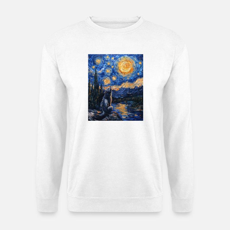 Wolf Van Gogh Style - Unisex Pullover - Weiß