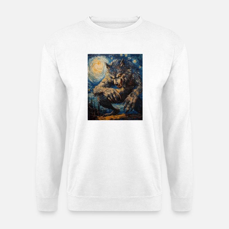 Werwolf Wolf Van Gogh Style - Unisex Pullover - Weiß