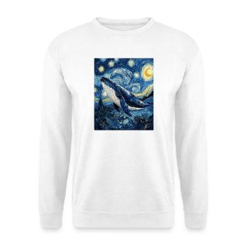 Whale Fish Blue Whale Van Gogh Style Starry Night - Unisex Sweatshirt - white - Front