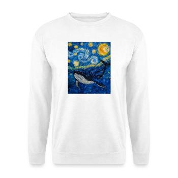 Whale Fish Blue Whale Van Gogh Style Starry Night - Unisex Sweatshirt - white - Front
