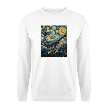 Whale Fish Blue Whale Van Gogh Style Starry Night - Unisex Sweatshirt - white - Front