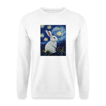 Lapin style Van Gogh Nuit étoilée - Sweat-shirt Unisexe - blanc - Devant
