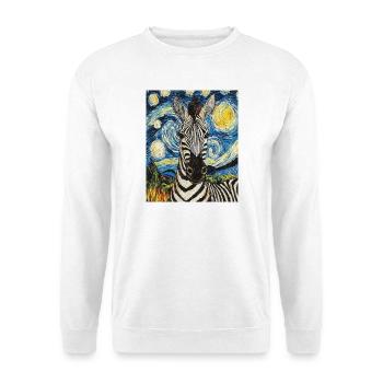 zèbre style van gogh nuit étoilée - Sweat-shirt Unisexe - blanc - Devant