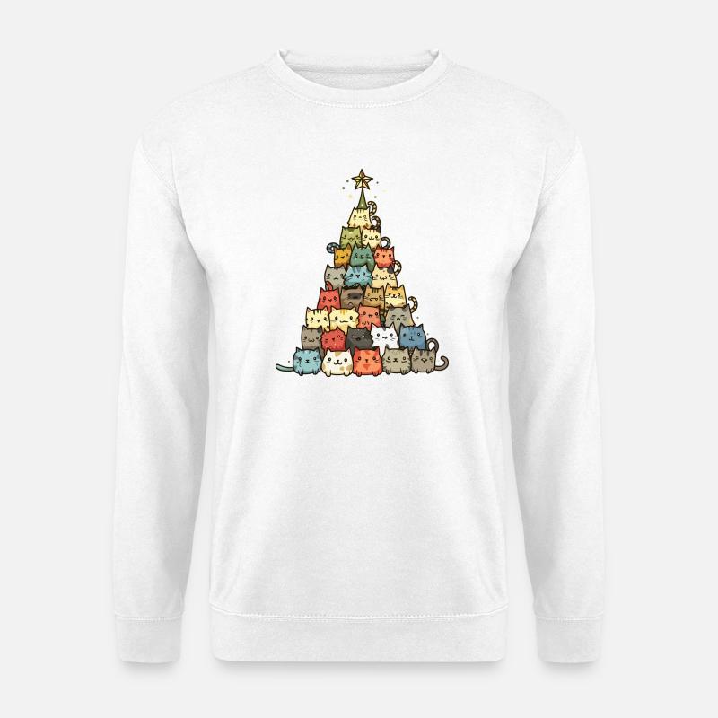 Katzen Weihnachtsbaum - Unisex Pullover - Weiß
