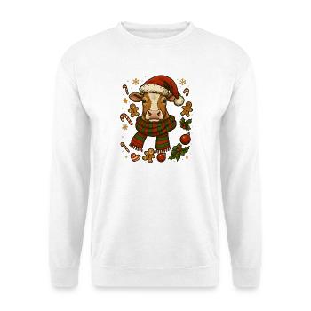 Kuh an Weihnachten - Unisex Pullover - Weiß - Vorne