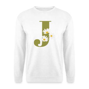 Lettre j vert marguerites - Sweat-shirt Unisexe - blanc - Devant