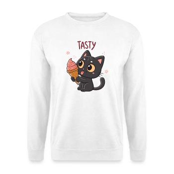 Chat gourmand et cornet glacé - Unisex Sweatshirt - white - Front