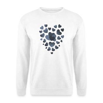 gray blue hearts heart pattern gray hearts - Unisex Sweatshirt - white - Front
