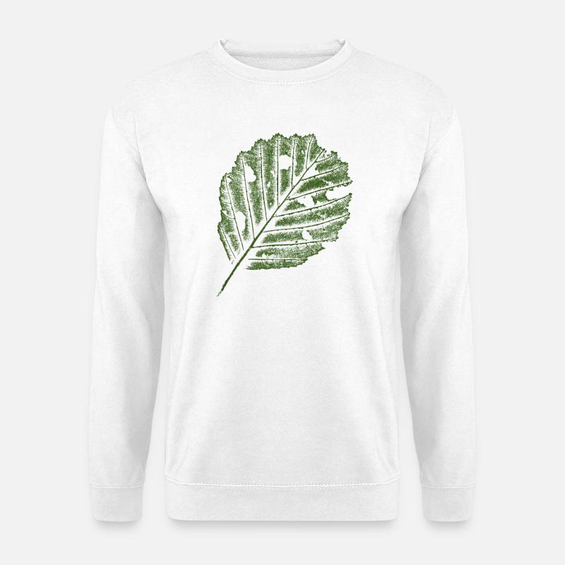 Blatt Druck - Erle - Unisex Pullover - Weiß