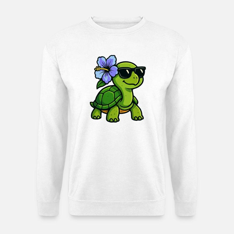 Tortue avec fleur d’hibiscus - Sweat-shirt Unisexe - blanc