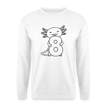 Axolotl avec illustration de dessin animé numéro 8 - Sweat-shirt Unisexe - blanc - Devant