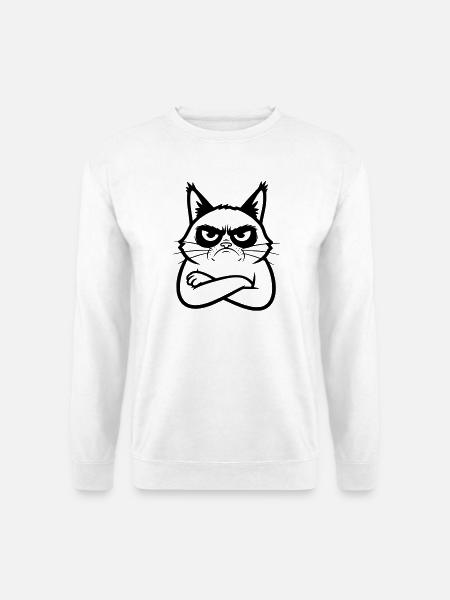 Cat Line Art Cartoon Illustration - Unisex Sweatshirt - white