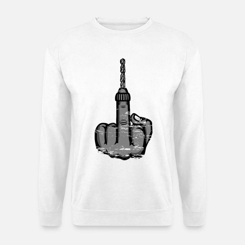 Middle Finger Stinky Finger Drill Design - Unisex Sweatshirt - white