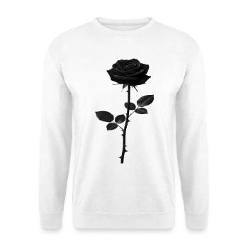 Schwarze Rose Monochrome Grafik - Unisex Pullover - Weiß - Vorne