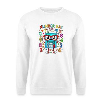 Mascotte calculatrice du Jour des Chiffres 2026 - Sweat-shirt Unisexe - blanc - Devant