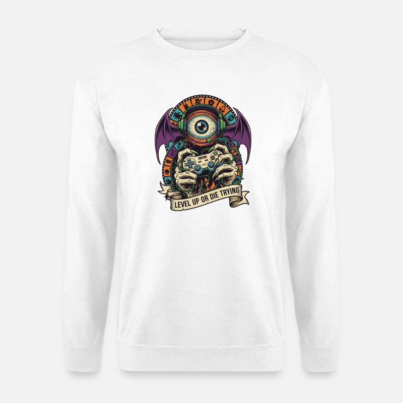 Level Up Eye Monster Controller - Unisex Sweatshirt - white