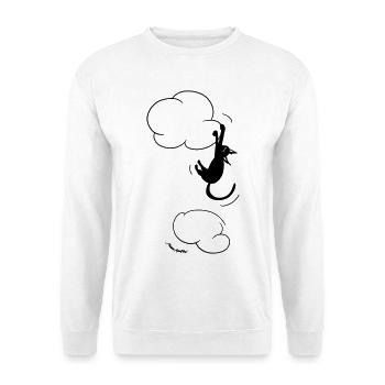 Chat noir suspendu à un nuage. - Sweat-shirt Unisexe - blanc - Devant