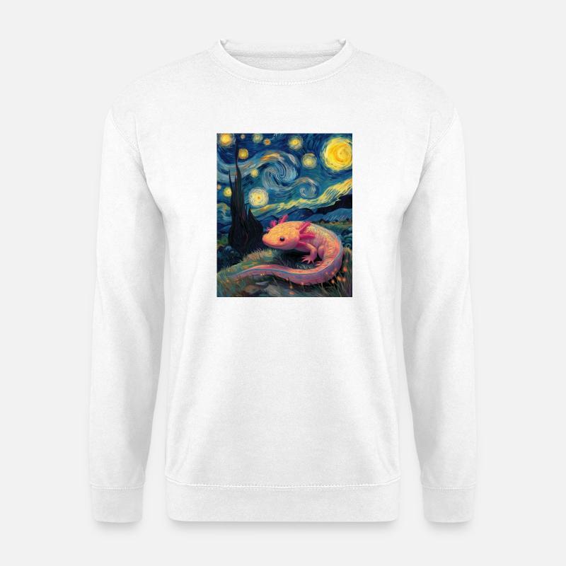 Axolotl Van Gogh Starry Night - Unisex Pullover - Weiß