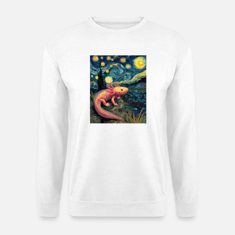 Axolotl Van Gogh Starry Night - Unisex Pullover - Weiß