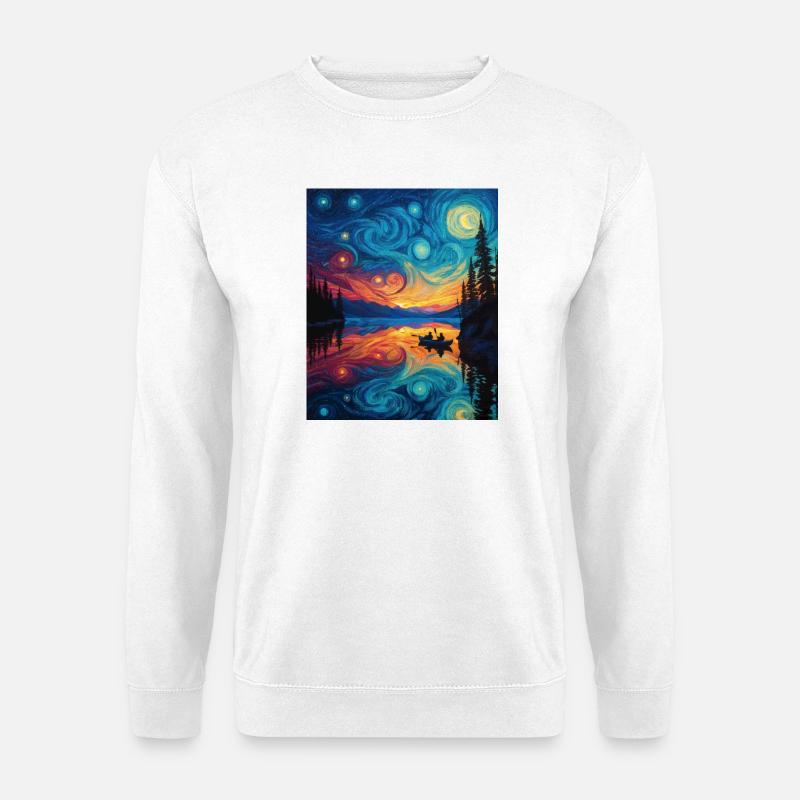 Kayak Van Gogh Starry Night - Unisex Sweatshirt - white