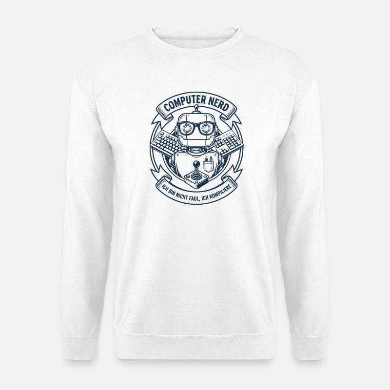 Logo du robot nerd informatique - Sweat-shirt Unisexe - blanc