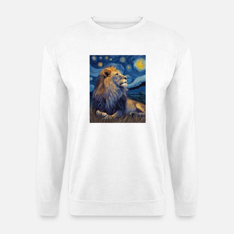 Löwe Van Gogh - Unisex Pullover - Weiß