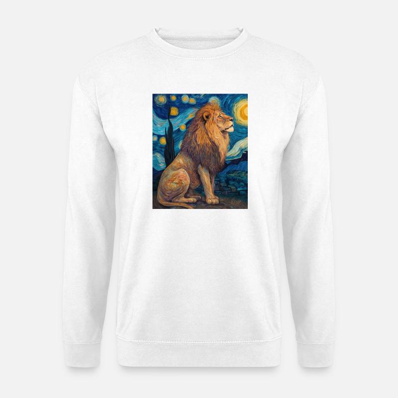 Löwe Van Gogh - Unisex Pullover - Weiß