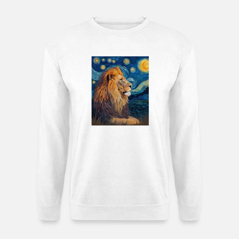 Löwe Van Gogh - Unisex Pullover - Weiß