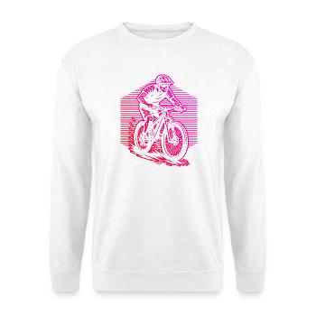 Mountainbike Liebe zum Anziehen - Unisex Pullover - Weiß - Vorne - Alina (178cm) & Michal (187cm)