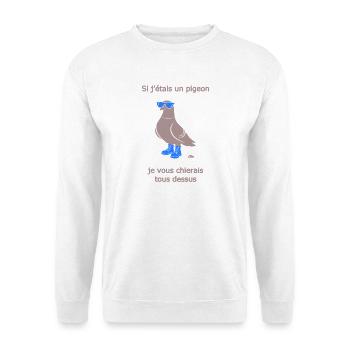 Provokative Pigeon Boots Hellblauer Humor - Unisex Pullover - Weiß - Vorne