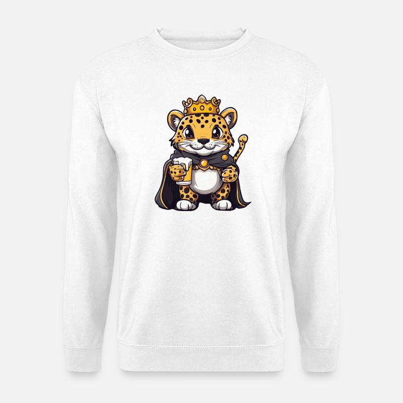 Leopard Bier König - Unisex Pullover - Weiß