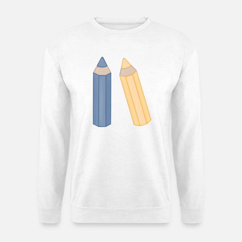 Bleistift-Duo Illustration Buntstifte - Unisex Pullover - Weiß