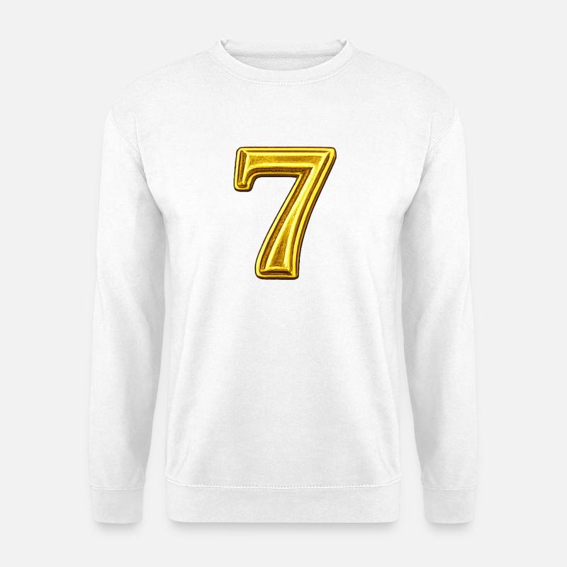 Goldene Sieben Glanzdesign - Unisex Pullover - Weiß